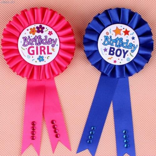 Favors 1PC Birthday Girl Boy Award Ribbon Rosette Badge Pin Baby Shower Award Ribbon Badge Party Favor Decoration