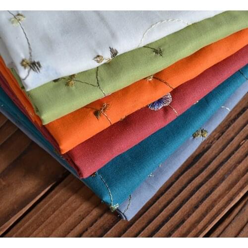 50cm*135cm/piece,solid color embroidered cotton/linen cloth,clothing,shirt,dress,curtain,puppet fabric,DIY handmade material