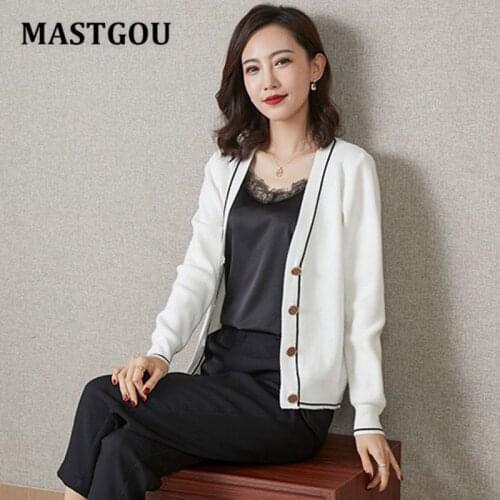 MASTGOU Striped Knit Cardigan for Women Vintage Single Breasted Womens Sweater Tops Korean Fashion Female Coat Winter Y2K Cloth