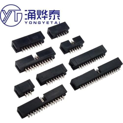 YYT 20PCS JTAG Socket Connector Black 2.54mm Pitch IDC Box Header DC3 Right Angle Double-Row 6 8 10 12 14 16 18 20 24 30-40Pins