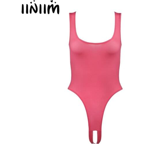 Womens Ladies Lingerie Body Suit Stretch Porno Fetish Sleeveless High Cut Bodysuit Open Crotch Sexy Crotchless Bodycon Catsuit