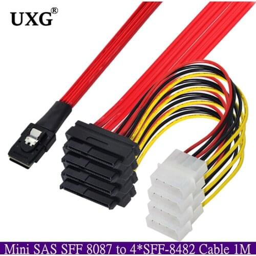 Mini 4 SAS Hard Drives 36-Pin SFF-8087 To 4 SAS 29-Pin SFF-8482 Cable Connectors With 15 Pin SATA Power Connector Controller
