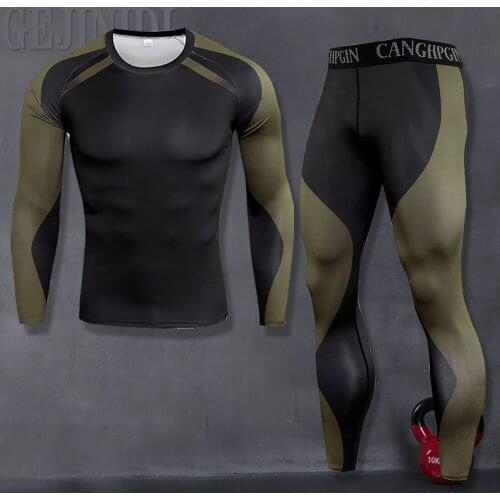 Winter Mens Jogging Wear Thermal Underwear Set Brand Compression Tights Leggings Warm Running Sportswear Mens Long Johns 3XL