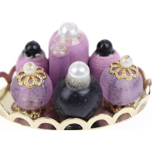 1Set 1:12 Scale Pink Perfume Tray Miniature Furniture Fabric Model Mini Dollhouse Furniture Doll Bedroom Bath Dolls House