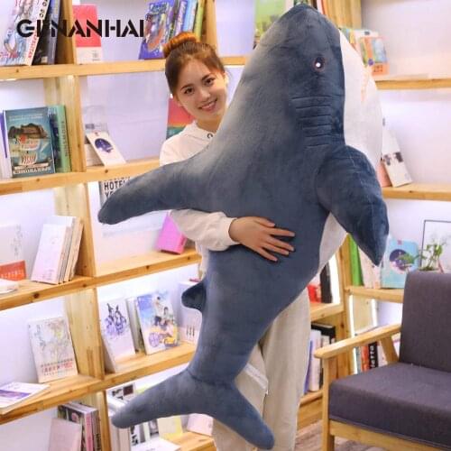 1pc 80/100cm Simulation Giant Size Bite Shark Plush Toys Real Like Creative Animal Shark Pillows Stuffed Soft Toys Children Gift