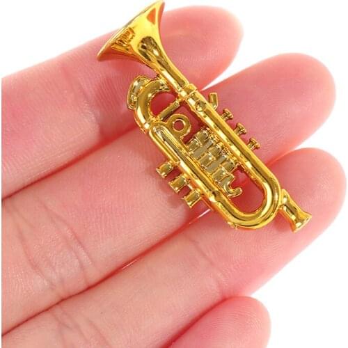 2Pcs 1:12 Dollhouse Miniatures Musical Instrument Tuba Model Doll House Decor Doll Accessories