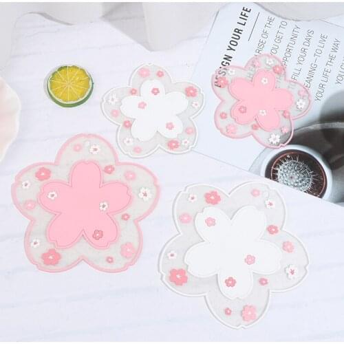 2 Pcs New Fashion Japan Style Cherry Blossom Heat Insulation Table Mat Anti-skid Cup Coaster Kitchen Table Decoration Tools