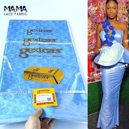 5 Yards Sky Blue 2021 High Quality African Lace Guinea Senegal Bazin Riche Nigerian Wedding Women Dress Basin Tissu Material