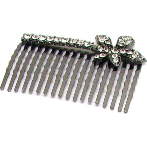 New fashion gun black metal color crystals flower comb trendy jewelry hairwear ornament accessories 6pcs lot new