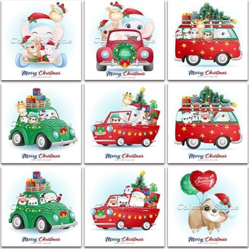 New Diamond painting Cartoon Animals Christmas bear elephant car santa 5D DIY Full Square Drill embroidery 3D mosaic Drawing 142