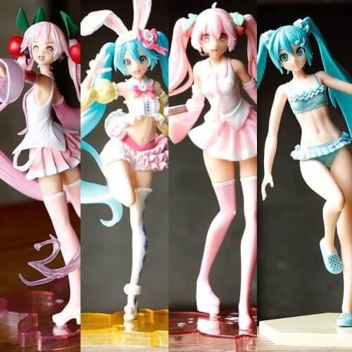 10-23cm Anime Cartoon Hatsune Miku Action Figures Pink Sakura Ghost PVC Action Figures Model Collecting Desktop Decor Kids Toys
