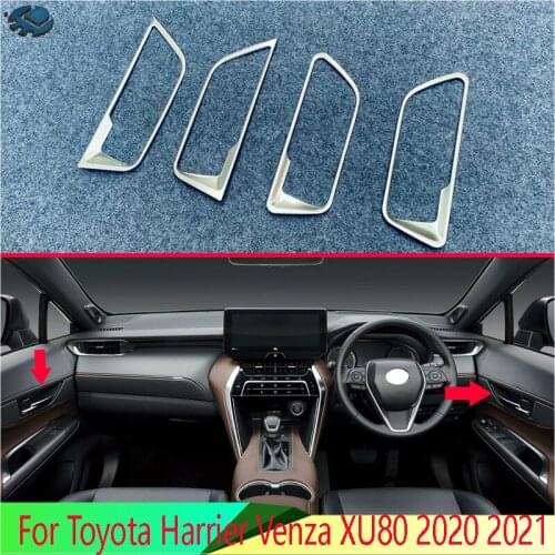 For Toyota Harrier Venza XU80 2020 2021 Car Accessories ABS Inner Door Handle Cover Catch Bowl Trim Insert Bezel Frame Garnish