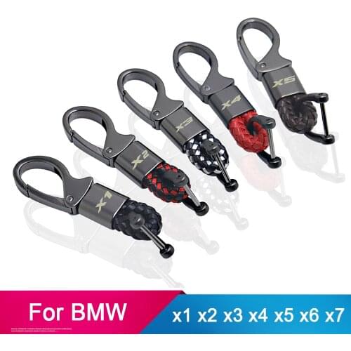Car key chain metal leather for BMW X1 X3 X4 X5 X6 G01 F15 F16 F49 F86 F85 G05 G08 F48 F25 F26 E84 E83 E71 E70 E72 f39 key ring
