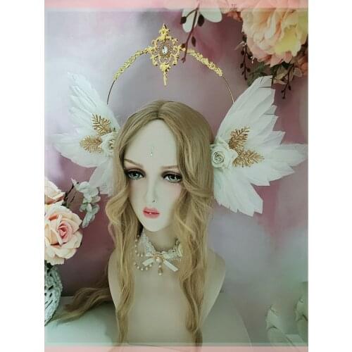 Baroque Tiara Headwear Flower Wedding Rose Angel Wing Father Sun Halo Hair Crown Virgin Mary Take Photo Headband Cosplay Props