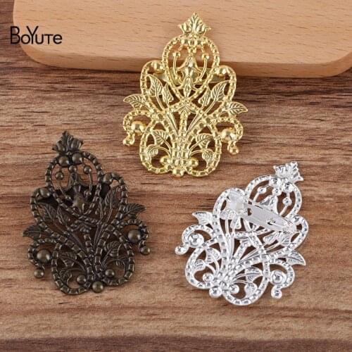BoYuTe Custom (200 Pieces/Lot) 35*48MM Filigree Brooch Base Factory Supply Handmade Diy Jewelry Making Accessories