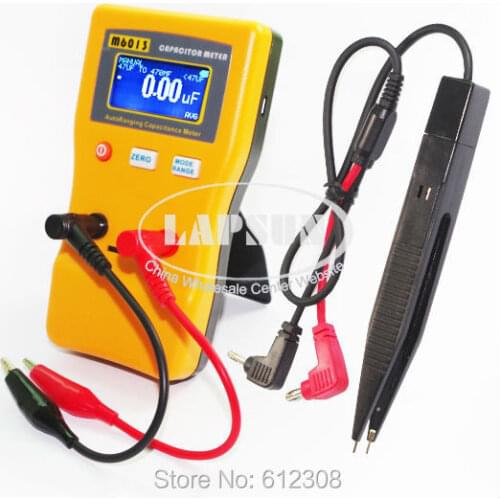 V2 Auto Range Digital Capacitor Capacitance Tester Meter 0.01pF to 470mF M6013 AutoRange + 2 Pair Test Clip Probe