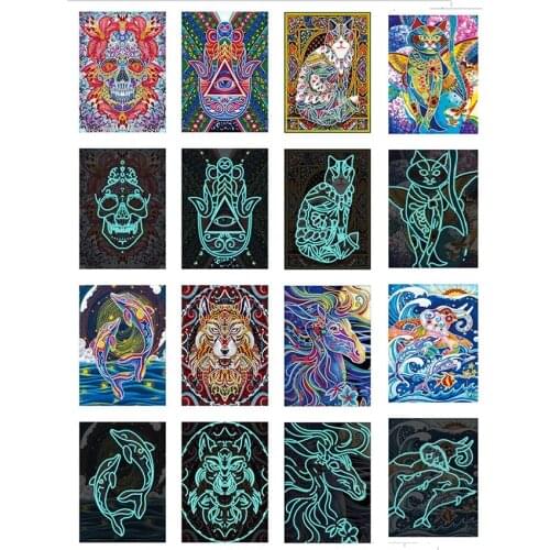 DIY Luminous Diamond Painting 5D Special Shaped Rhinestones Fluorescence Diamonds Art Craft Canvas for Wall Decor Shine at Night
