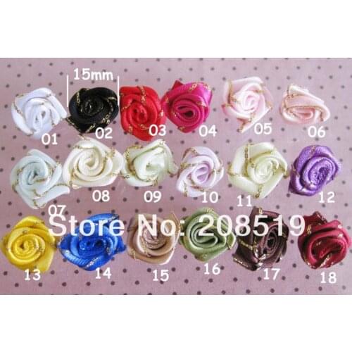 FZ0022 Free shipping ribbon rosettes 15mm randomly 100pcs clothes decoration flower garment accessories
