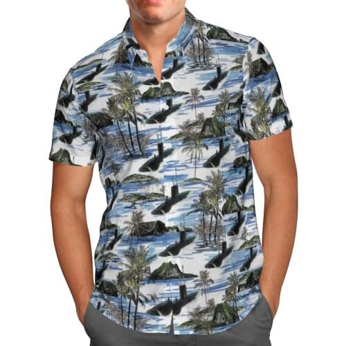 Submarine 3D Print Beach Hawaiian 2021 Summer Blue Shirt Short Sleeve Shirt Streetwear Oversized 5XL Camisa Social Chemise Homme