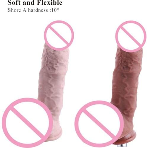 Hismith 9" Silicone Dildo 6.5" Insertable 2.0" Diameter Flesh/Coffee Detachabl Penis Quick air/KlicLok Connector For Sex Machine
