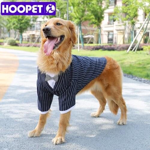 HOOPET British Style Fake Two-Piece Set Dog Clothes Striped Jacket Pets Clothing Attend banquet dress Coat For Mascotas Apparel