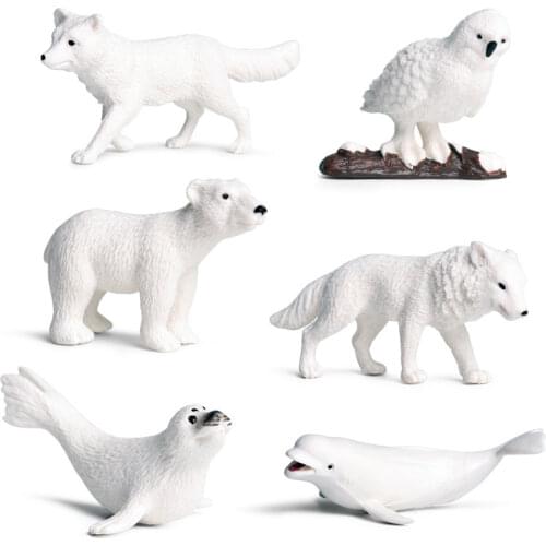 Simulation Animal Model Mini Solid Beluga Polar Bear Seal Arctic Fox Snow Owl Marine Animal Toy