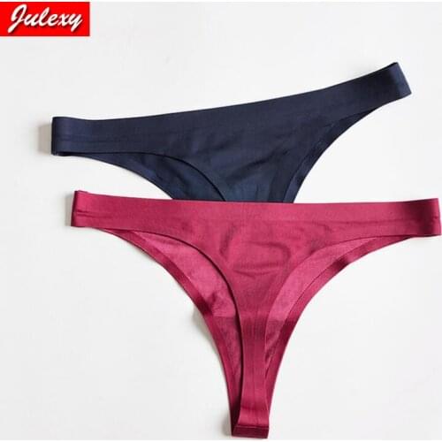 Julexy XXXL Plus Size Women Thongs Ice Silk Seamless Low Waist Panties Sexy One Piece Female Underwear G-string