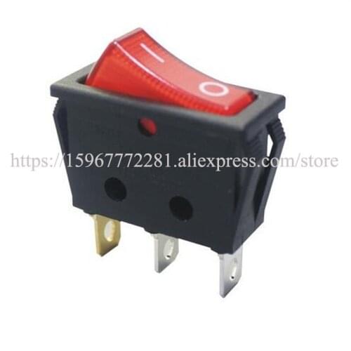 KCD3-4-101N KCD3 16A 3 Pin ON-OFF Rocker Switch Illuminated SPST Snap-in 15A 250VAC 100PCS