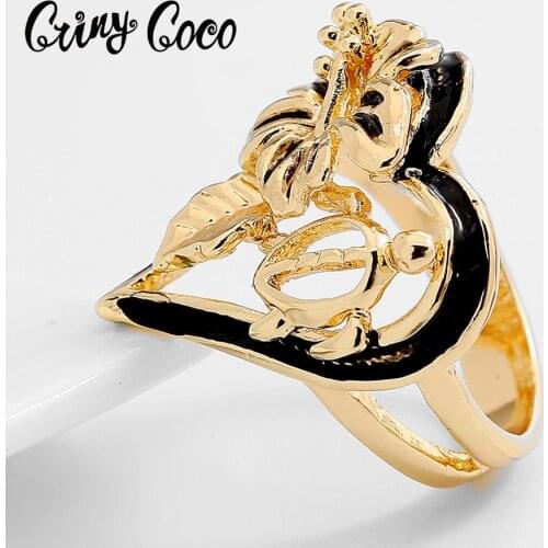 Sophiaxuan Hawaiian Flower Ring Fashion Guam Marshallese Woman Jewelry Plated Wedding Heart Rings Gold for Women Rings Type