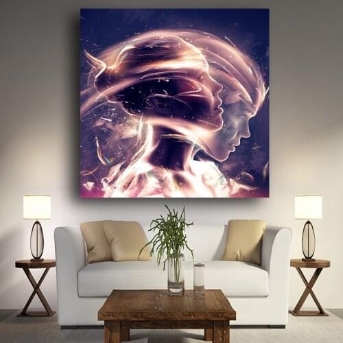 Creative Girl Water in Light Portrait Canvas Painting Posters and Prints Scandinavian Nordic Wall Art Picture for Living Room