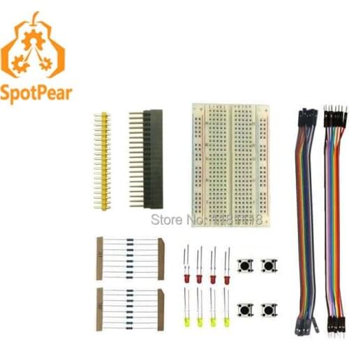 Raspberry Pi Zero Pi0 GPIO expansion DIY starter kit breadboard LEDs KEYs 2*20 Header zero W