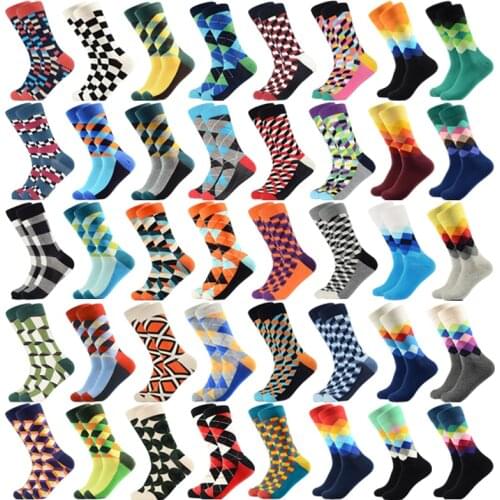 Mens Socks With Print Harajuku Cycling Socks Funny Man Happy Socks For Men Set Work Business High Socks Man Diamond Stockings