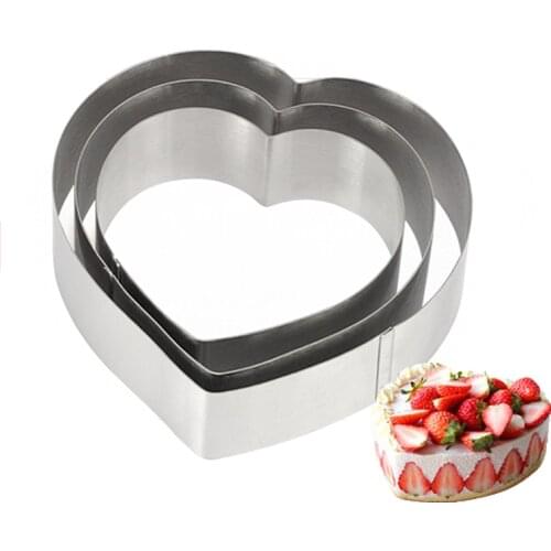 New 5 6 7 inches 3D DIY Heart Shape Metal Stainless Steel Tiramisu Chocolate Mousse Ring Cake Mold Circle Mould