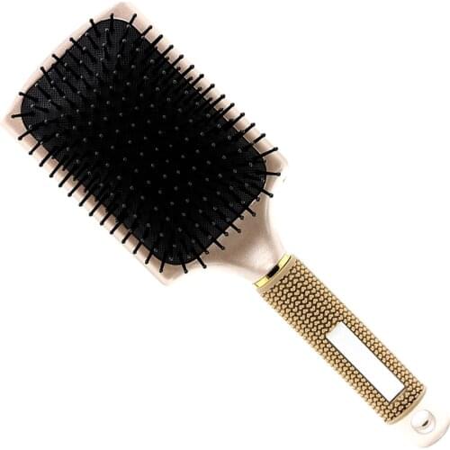 New Rose Gold Anti Slide Handle Hair Massage Brush Air Paddle Tangle Hair Brush Comb In Square Design Antistatic Detangle Brush