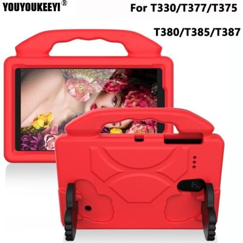 New Excellent Shock Proof EVA Hand-held Stand Cover Case For Galaxy Tab A 8.0 T380 T385 T387 T377 T375 T330 Kids Tablet+Gift