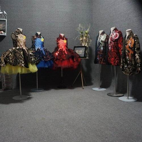 Real Picture Chinese Traditional Flower Girls Birthday Party Dresses Ball Gowns Knee Length Girls Celebrity Dresses