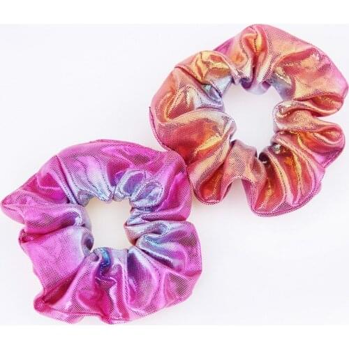 New Fashion Metal rainbow fabric two-color large Elastic Hair Bands Sweet Simple Sports Dance Scrunchie Girls Hair Accessories