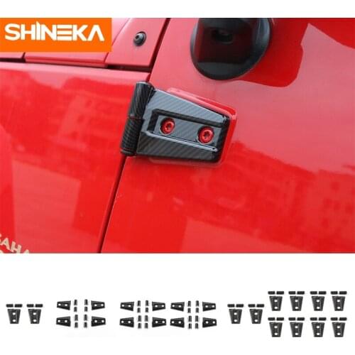SHINEKA ABS Interior Carbon Fiber Hood Door Hinge Decoration Cover Trim Frame Sticker For Jeep Wrangler JK 2007-2017 Car Styling
