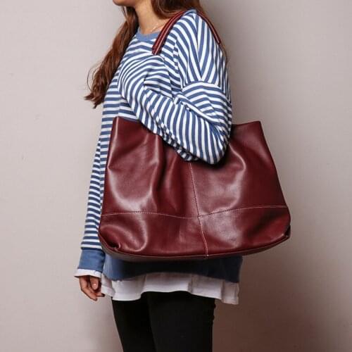 2020 new cowhide leather Women handbag shoulder bag leather tote bag simple fashion female portable bags large capacity