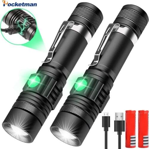 20000LM Super Bright Led flashlight USB Rechargeable Flashlight torch Linterna T6/L2/V6 Power Tips Zoomable Bicycle Lighting