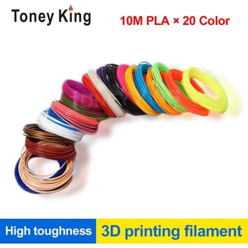 Toney King 200m 3D Printer 1.75mm PLA Filament Printing Materials 20color*1m 3D Printer 12Color Refills Modeling Stereoscopic