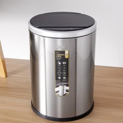 6L Round Smart Trash Can Kitchen Induction Type Garbage Bins Bathroom Cleanning Bucket 1.6 Gallon