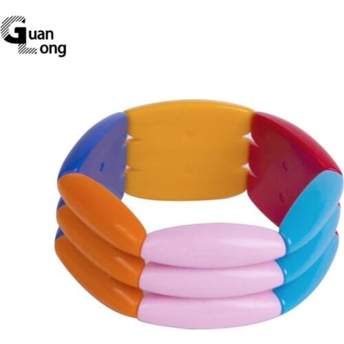 GuanLong Vintage Resin Cuff Wide Charm Bracelet Bangles Adjustable for Women Fashion Jewelry Stretch Acrylic Bracelets for Girls