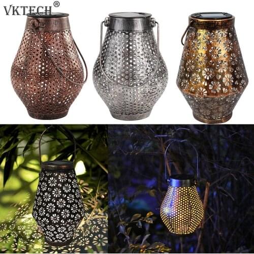 Iron LED Solar Projection Lamp Solar Light Portable Waterproof Hanging Lantern Landscape Garden Outdoor Pathway Decoration