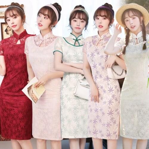 Women Chinese Dress Multicolor Lace Handmade Buttons Qipao Cheongsam Plus Size 3xl Vestido China Clothing Qipao Sexy Dress