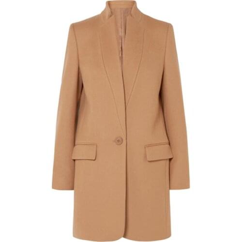 Winter Women Wool Coat 2020 Elegant Warm Long Coat Office one button Fashion Womens Coats