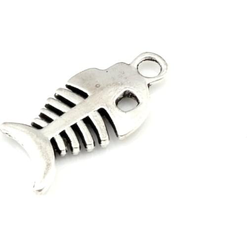 100pcs Vintage Fish Bone Charms Pendants For Jewelry Making, Earrings, Necklace And Bracelet 11.8x24.5mm A-637