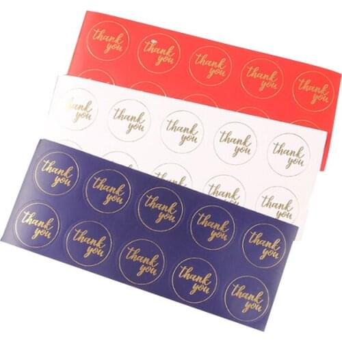 1000pcs Round Thank you sticker bronzing sealing sticker self-adhesive Package Label Multifunction black Red White Stickers