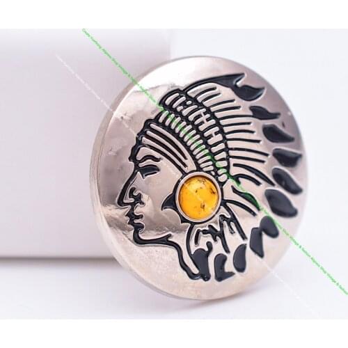 10X Southwest Ethnic Silver Indian Chief Dress Yellow Turquoise Leathercraft Handcraft Garment Coat Concho Sewing Button