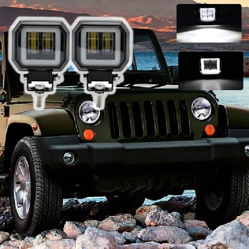 2PC/1PC 3Inch multi-color 12V 24V Waterproof Square LED Portable Spotlights Angel Eyes Light Bar Offroad Car Boat led Work Light